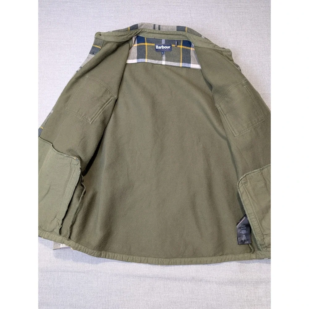 Barbour Men's L  Plaid Forest Mist Tartan Cannich Overshirt / Jacket - Picture 5 of 7